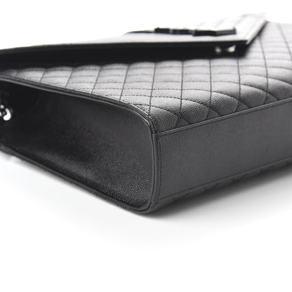 Saint Laurent Grain De Poudre Textured Mixed Matelasse Large Triquilt Monogram Monochrome Satchel Black 6 of 9