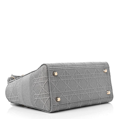 Christian Dior Canvas Embroidered Cannage Medium Lady D-Lite Gray 3 of 8