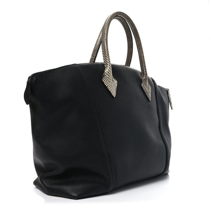 Louis Vuitton Veau Cachemire Snakeskin Soft Lockit MM Black 3 of 9