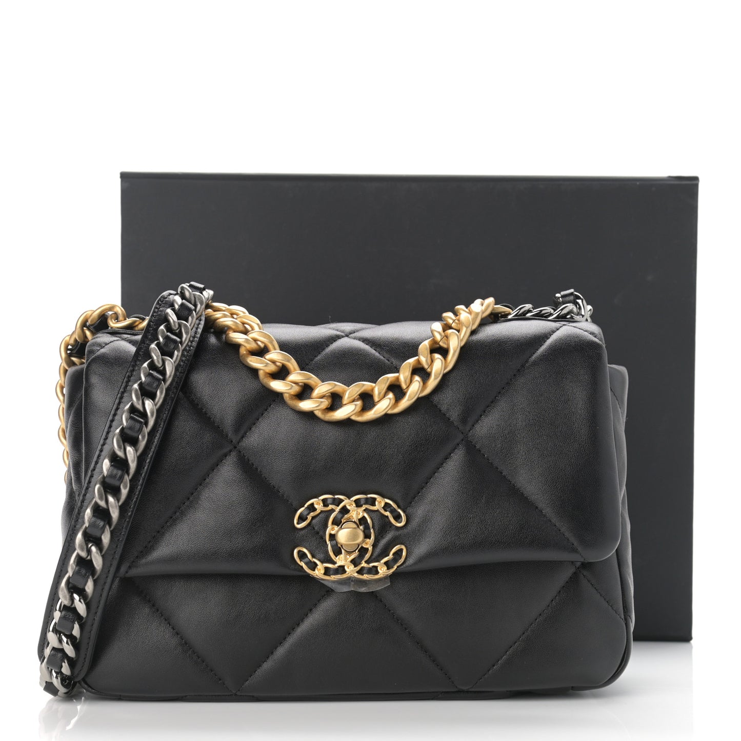 Lambskin Quilted Medium Chanel 19 Flap Black
