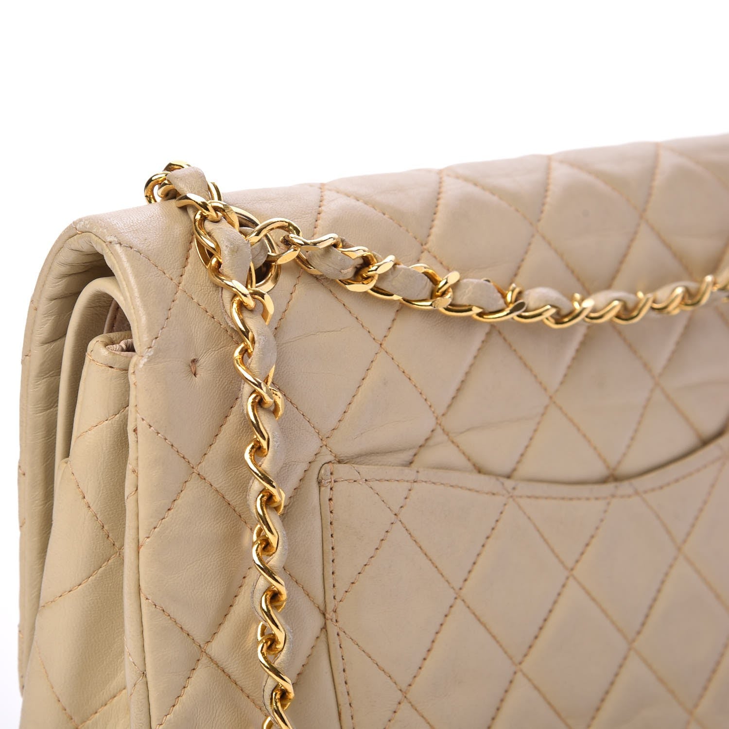 Chanel Lambskin Quilted Medium Double Flap Beige 9 of 18