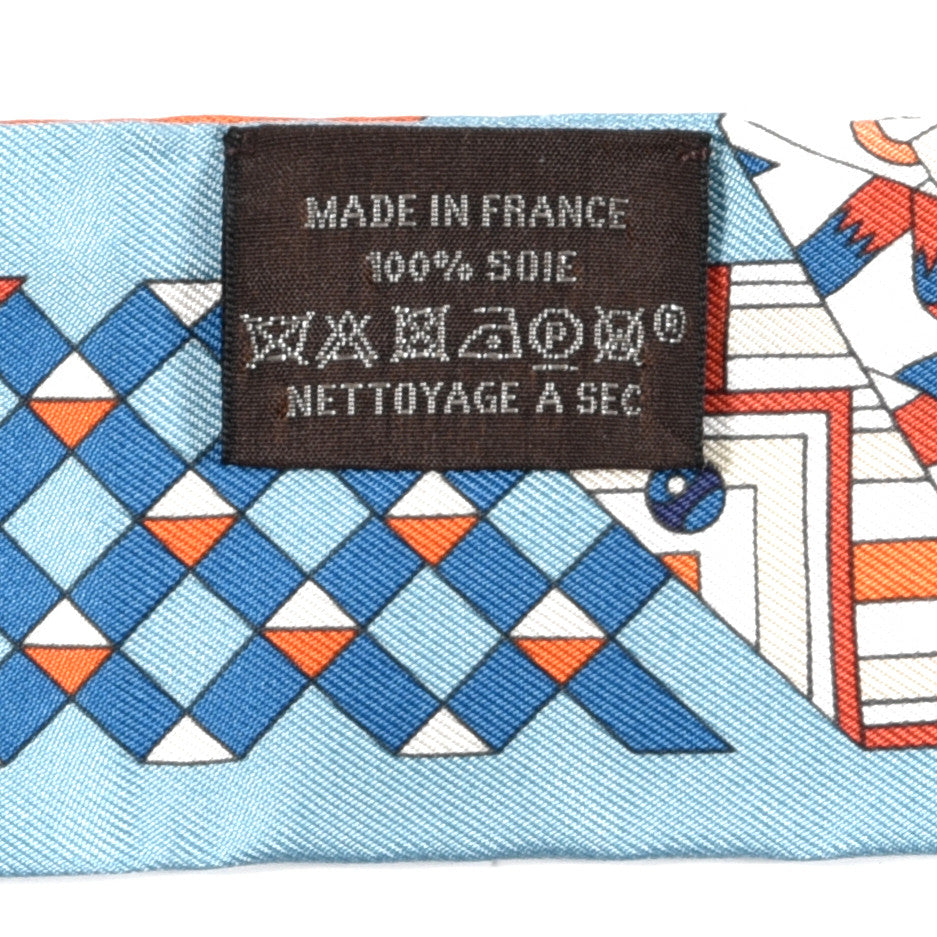 Hermes Silk De l'Ombrelle Aux Duels Twilly Bleu Potiron Creme 3 of 3
