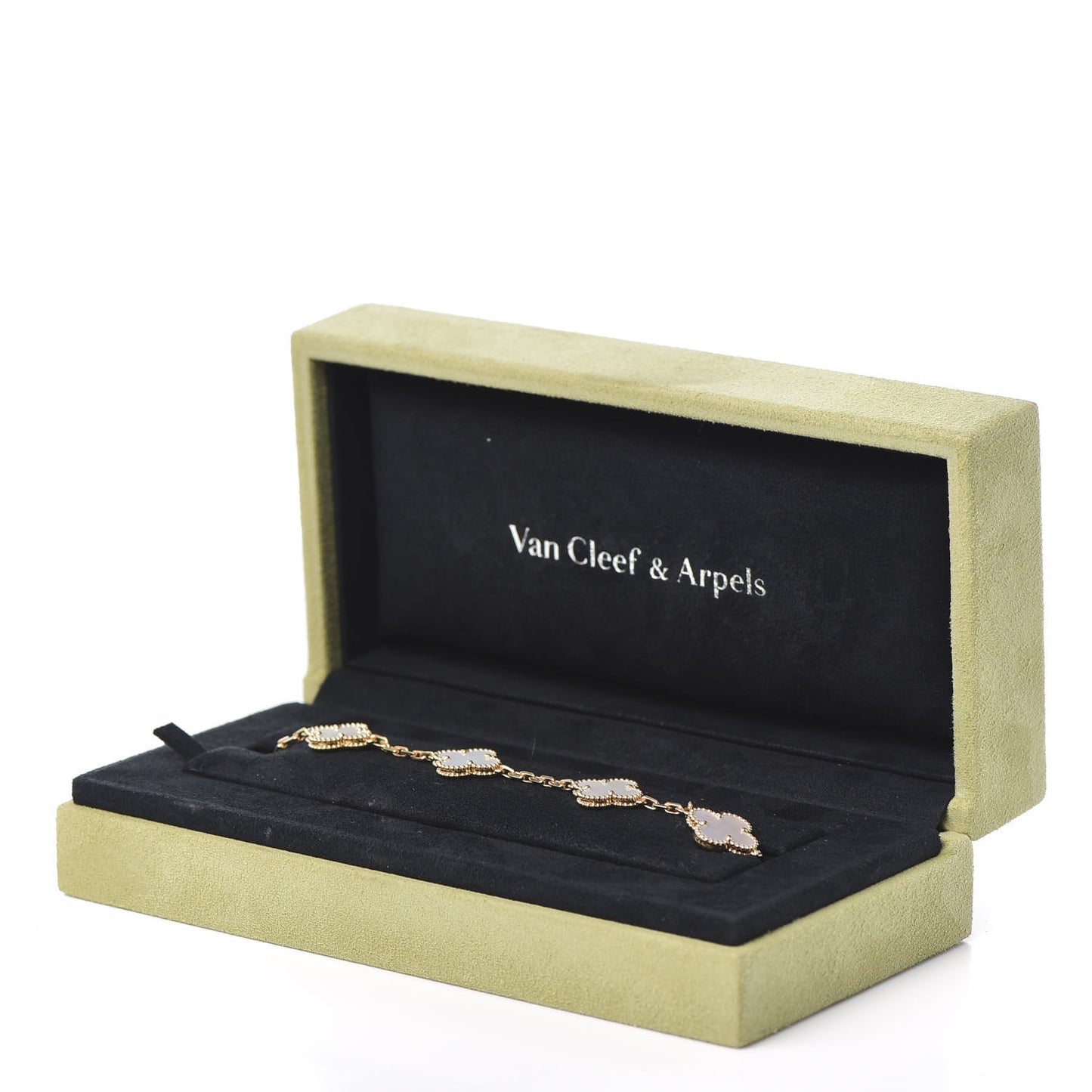 18K Yellow Gold Mother of Pearl 5 Motifs Vintage Alhambra Bracelet