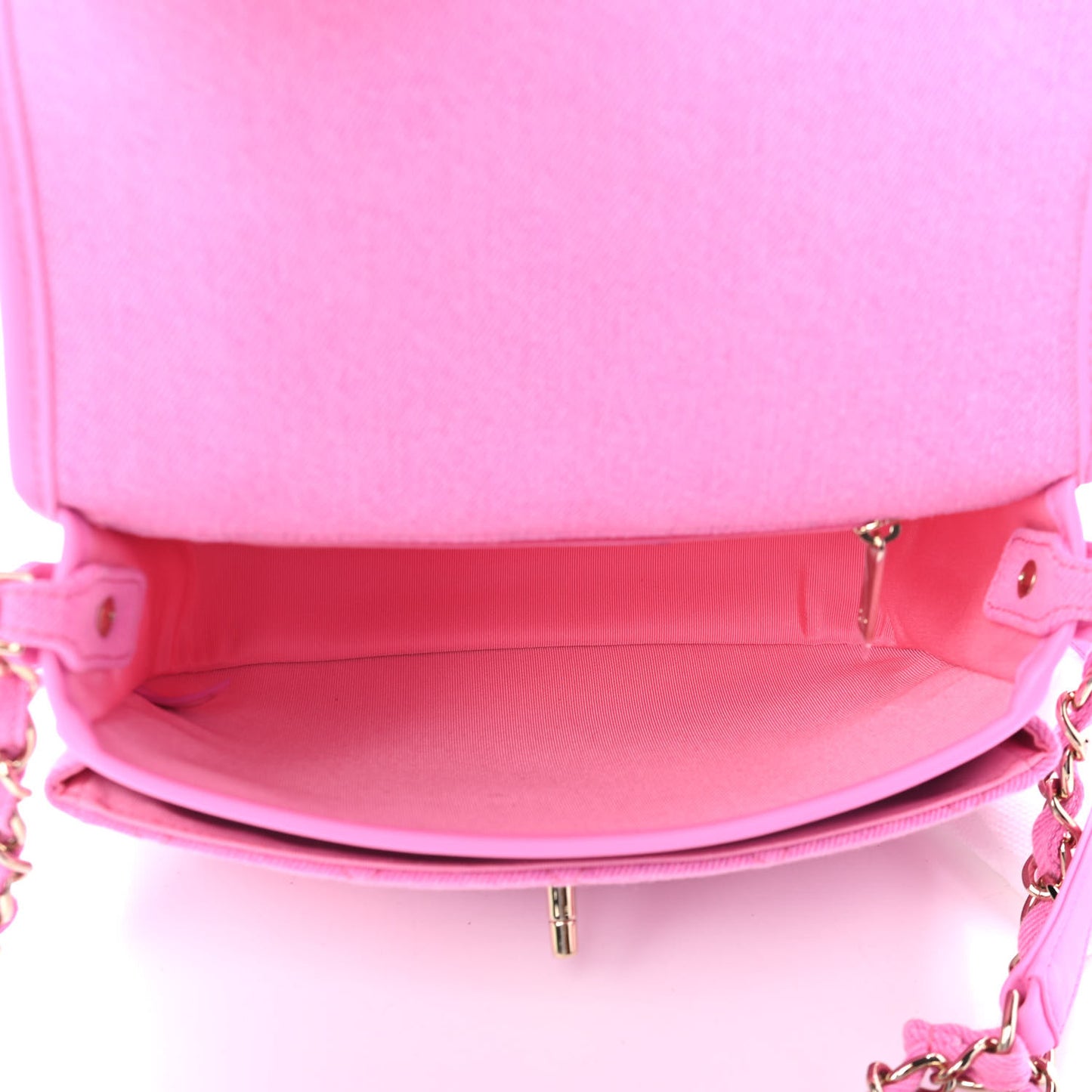Denim Quilted Small Messenger Flap Neon Pink
