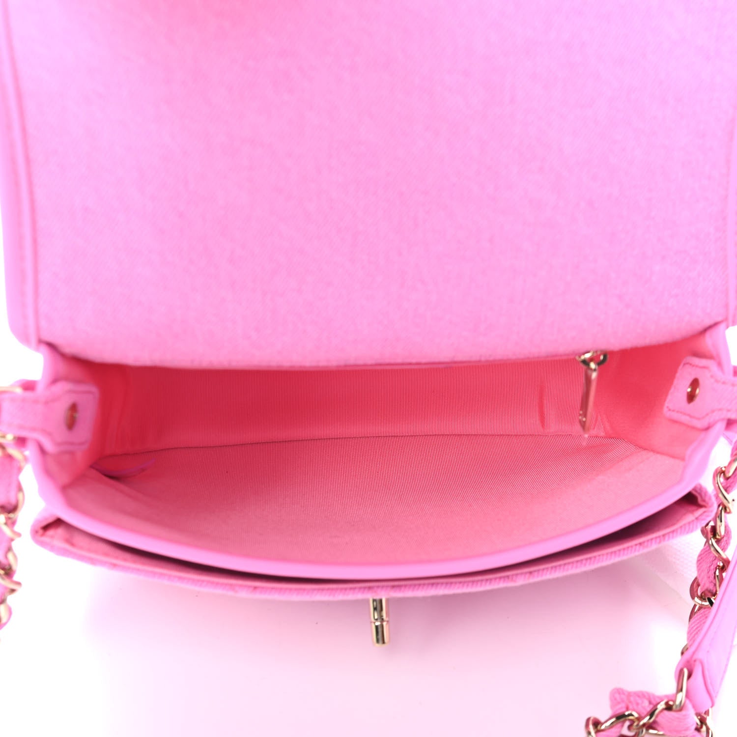 Chanel Denim Quilted Small Messenger Flap Neon Pink 8 of 8