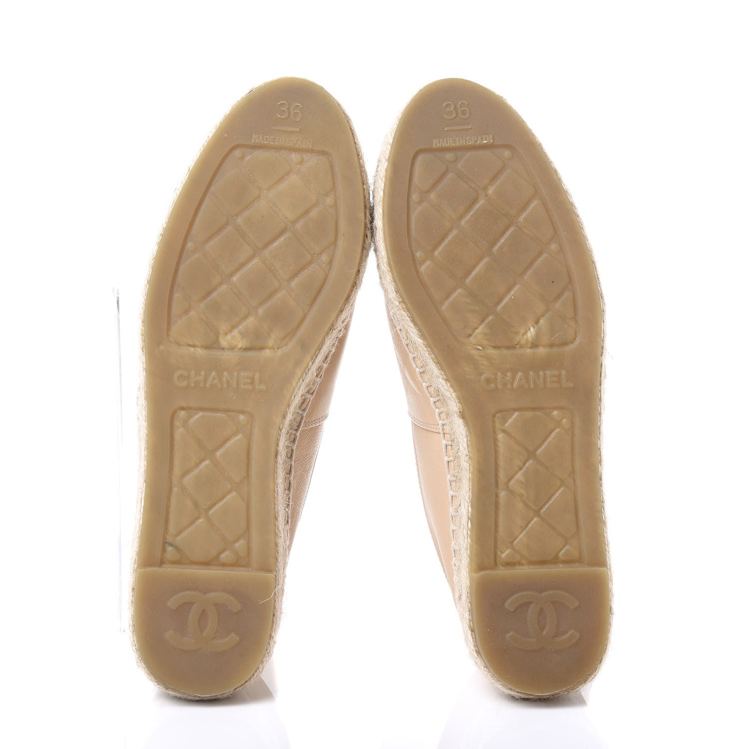 Chanel Lambskin CC Espadrilles 36 Beige Black 5 of 9