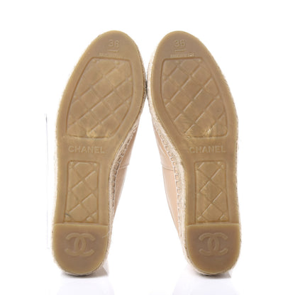 Chanel Lambskin CC Espadrilles 36 Beige Black 5 of 9