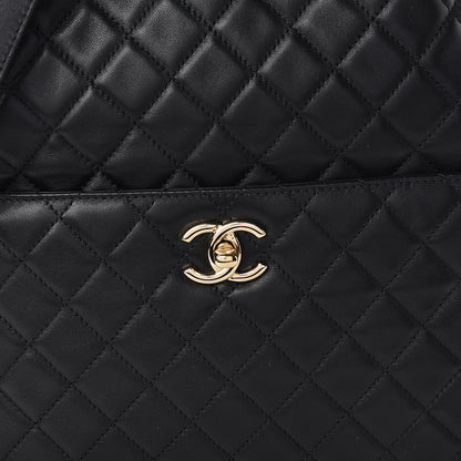 Chanel Lambskin Quilted Large Drawstring Bag Black 8 of 11