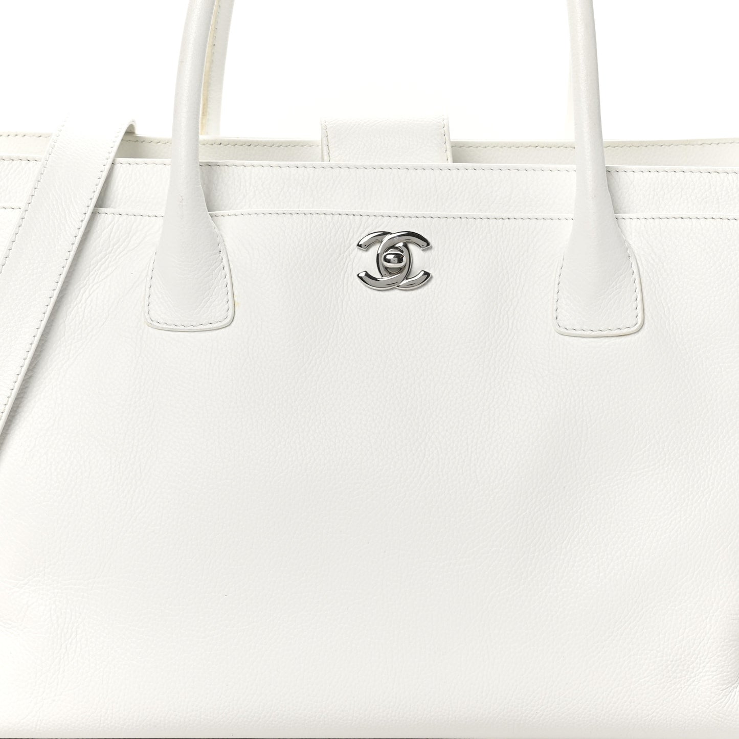 Calfskin Cerf Executive Shopper Tote White
