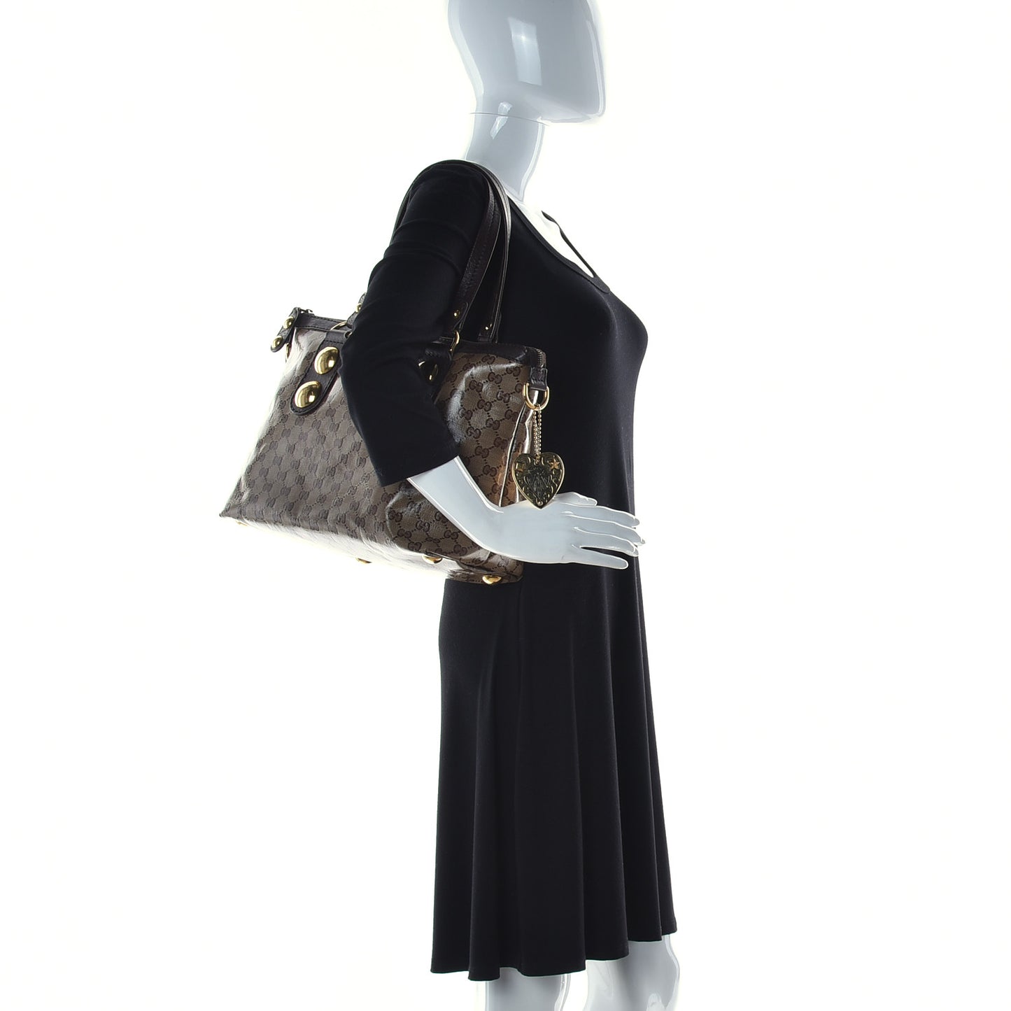 Crystal Monogram Small Babouska Tote Dark Brown