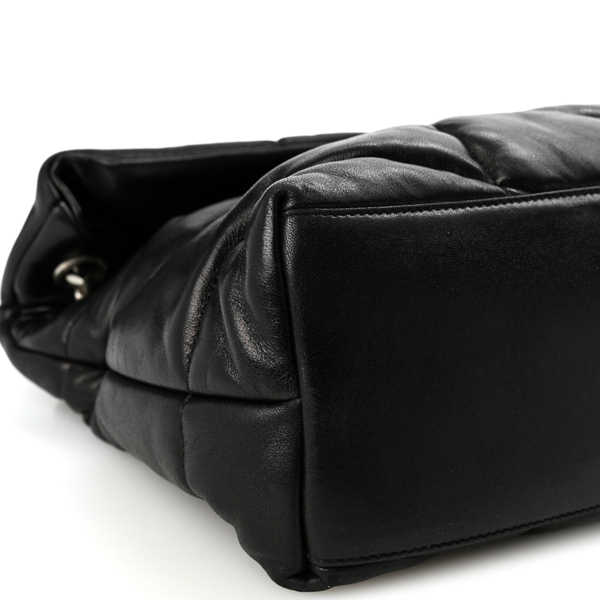 Saint Laurent Lambskin Quilted Medium Loulou Puffer Monogram Chain Satchel Black 9 of 10