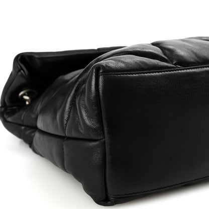 Saint Laurent Lambskin Quilted Medium Loulou Puffer Monogram Chain Satchel Black 9 of 10