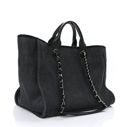 Chanel Denim Medium Deauville Tote Dark Blue 3 of 9
