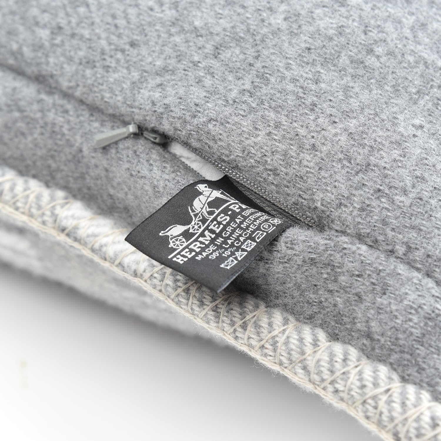 Hermes Wool Cashmere Avalon Paper Block Pillow Gris Acier 3 of 3