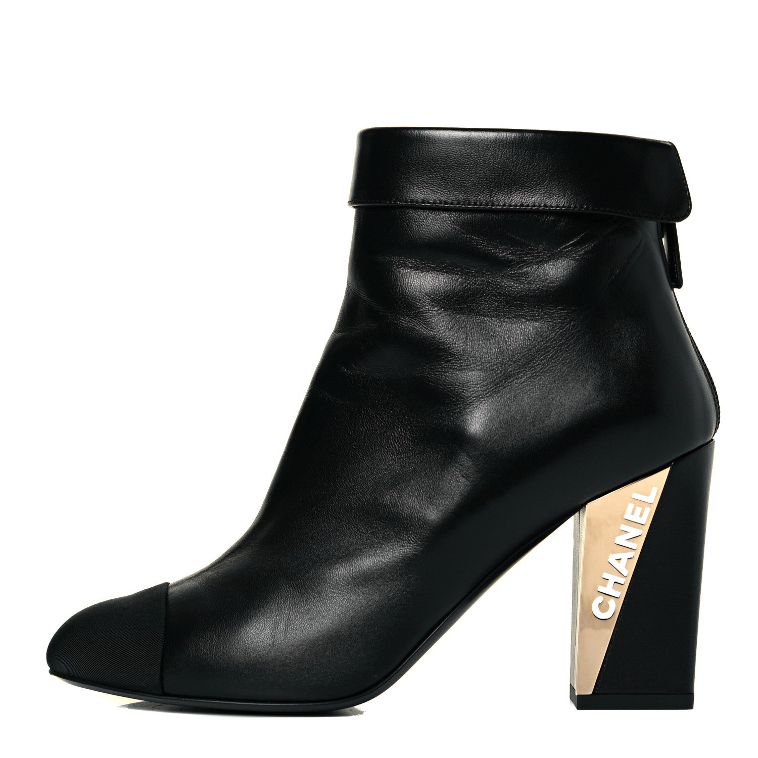 Chanel Lambskin Grosgrain Triangle & Collar 90 Ankle Boots 40 Black 1 of 10