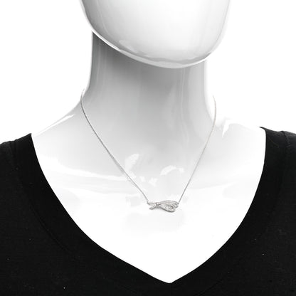 Tiffany 18K White Gold Diamond Bow Pave Pendant Necklace 2 of 4