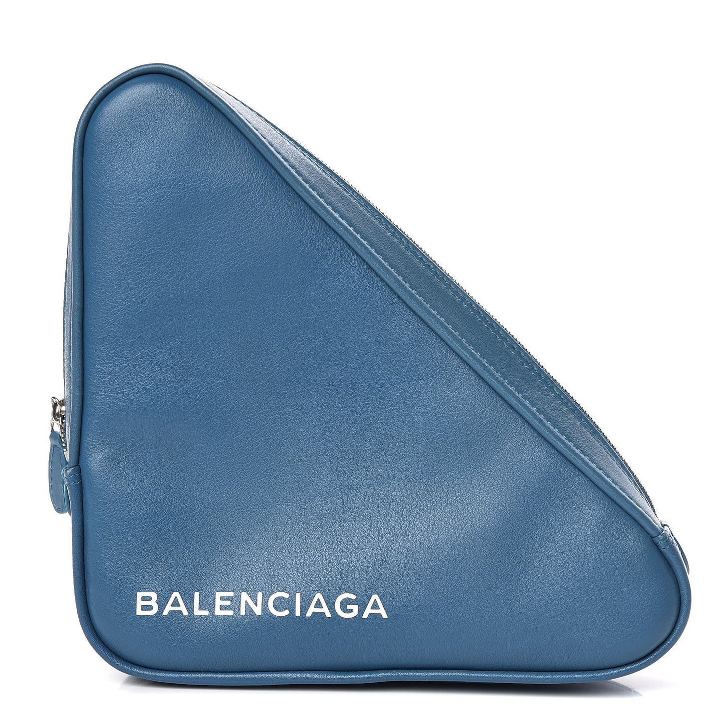 Calfskin M Triangle Pouch Bleu Persan