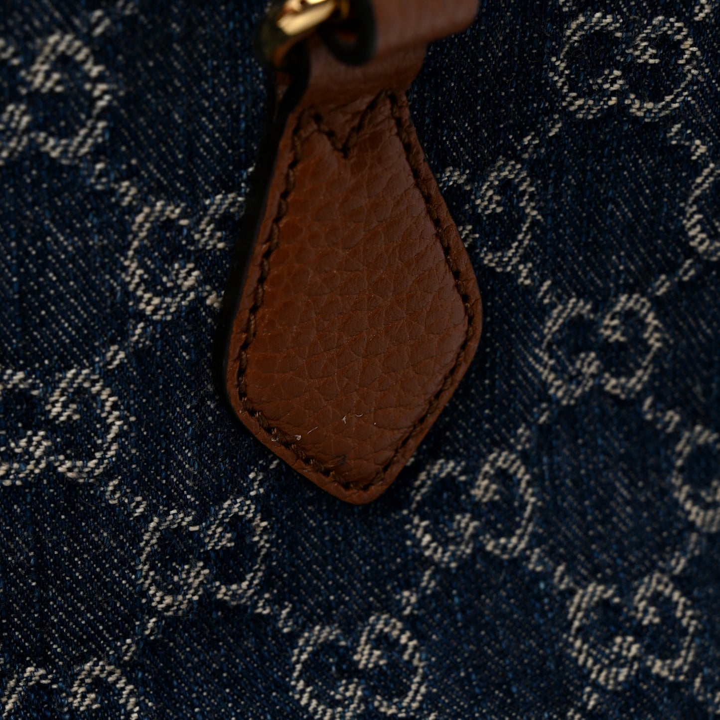 New Denim GG Monogram Medium Ophidia Shopping Tote Blue Tea Cuir