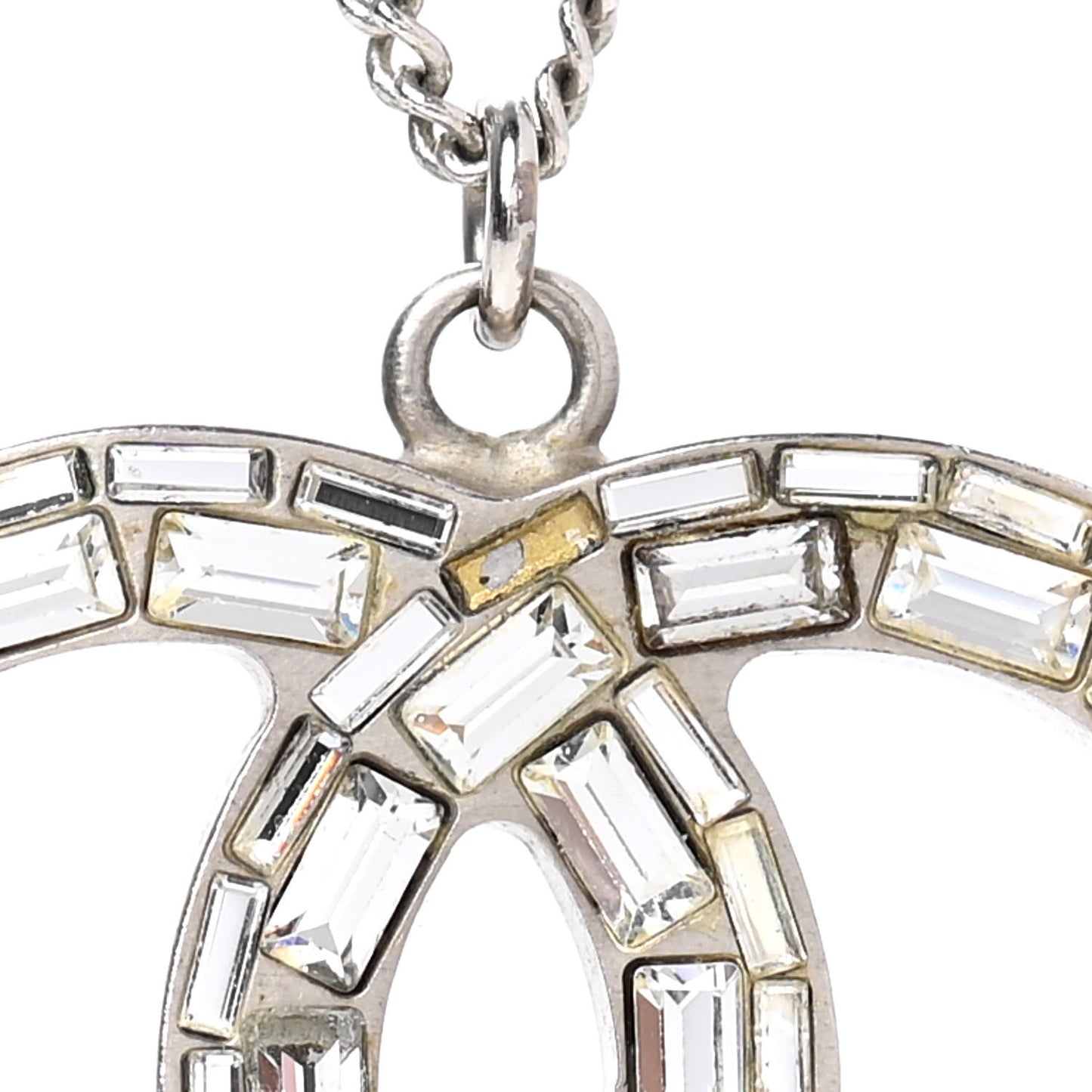 Baguette Crystal CC Necklace Silver