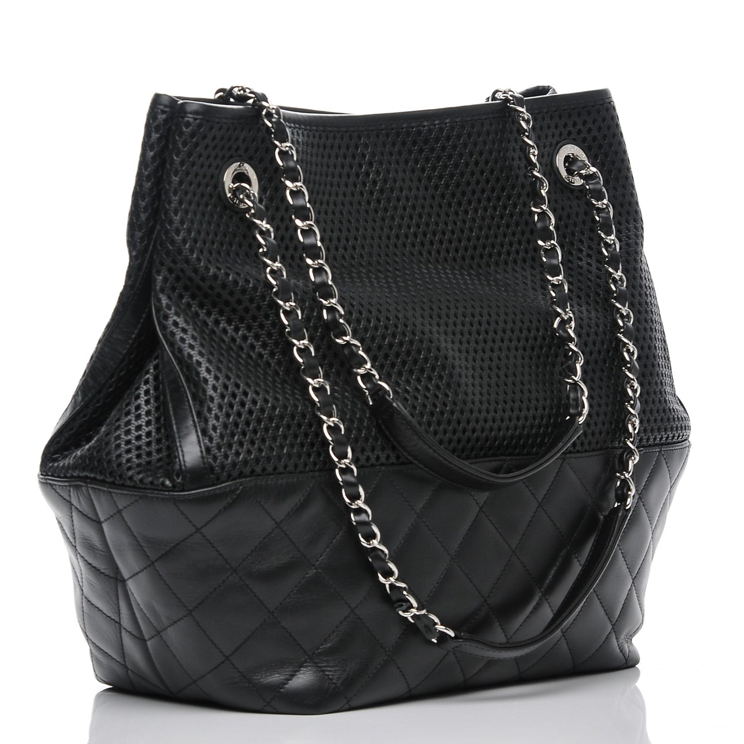Calfskin Perforated Up In The Air North South Tote Black