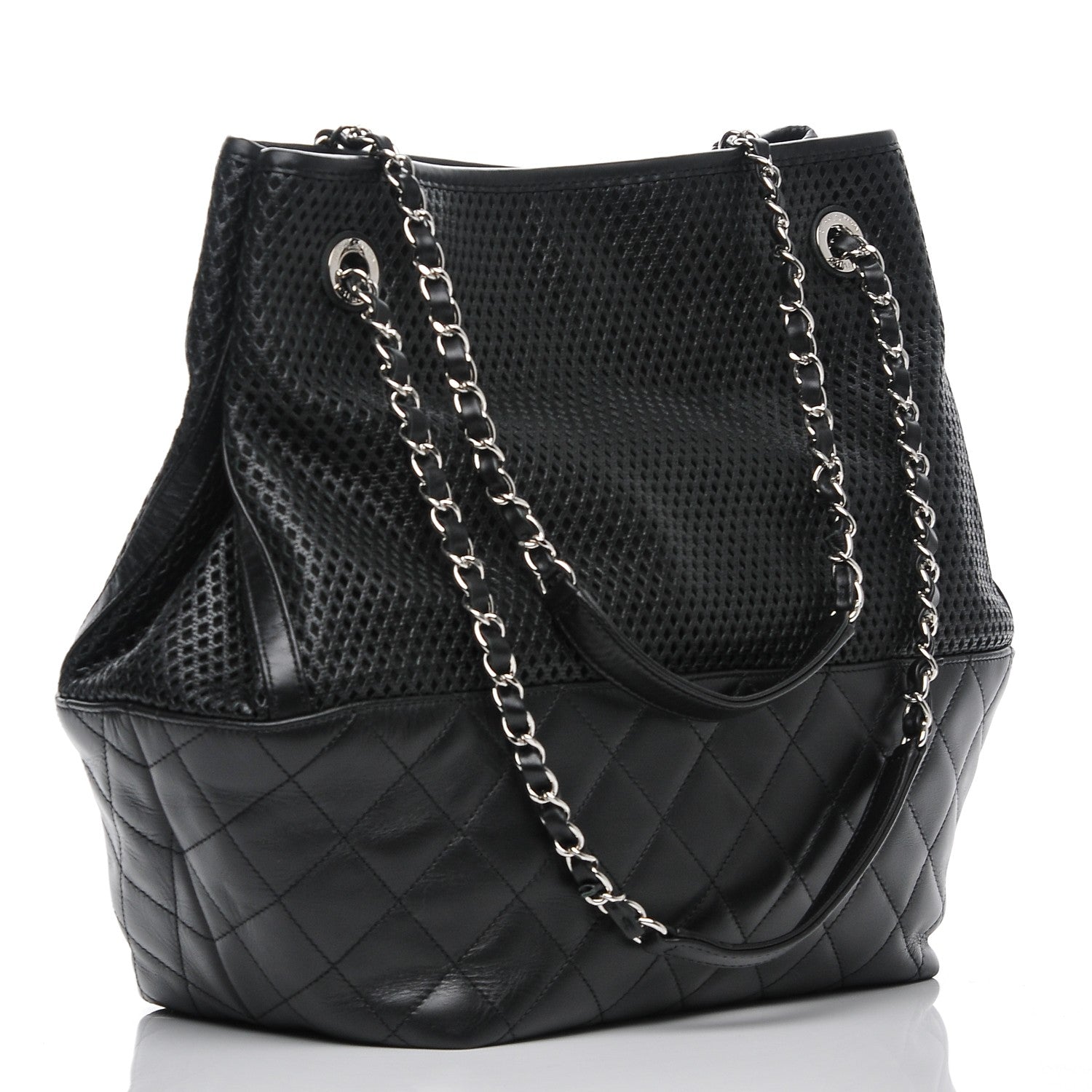 Chanel Calfskin Perforated Up In The Air North South Tote Black 3 of 7