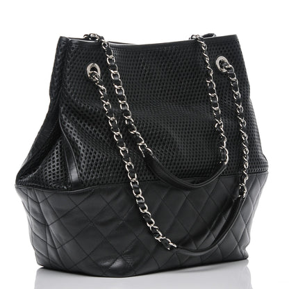 Chanel Calfskin Perforated Up In The Air North South Tote Black 3 of 7