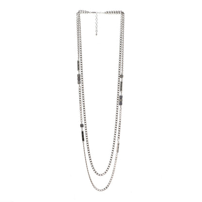 Chanel Crystal Baguette Stone Multi Strand Necklace Silver 3 of 7