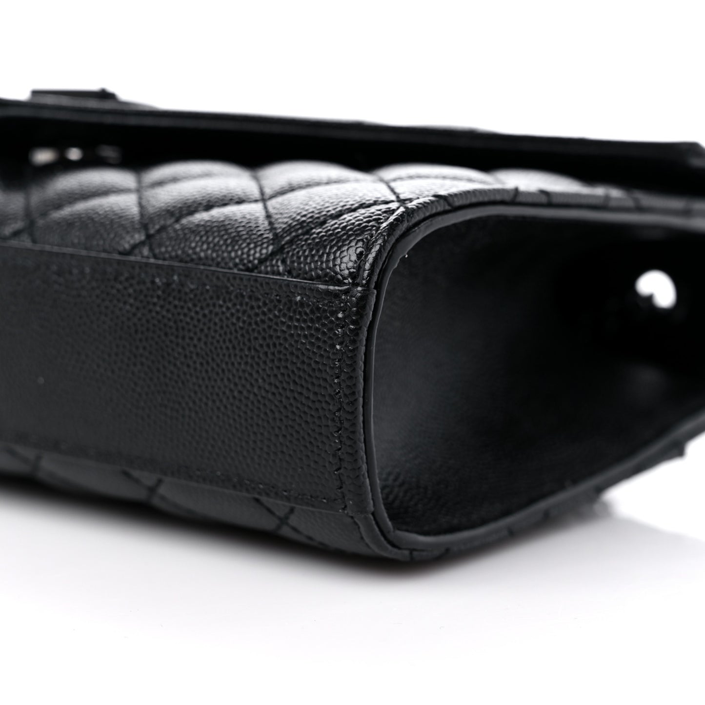 Grain De Poudre Textured Mixed Matelasse Triquilt Small Monogram Monochrome Satchel Black
