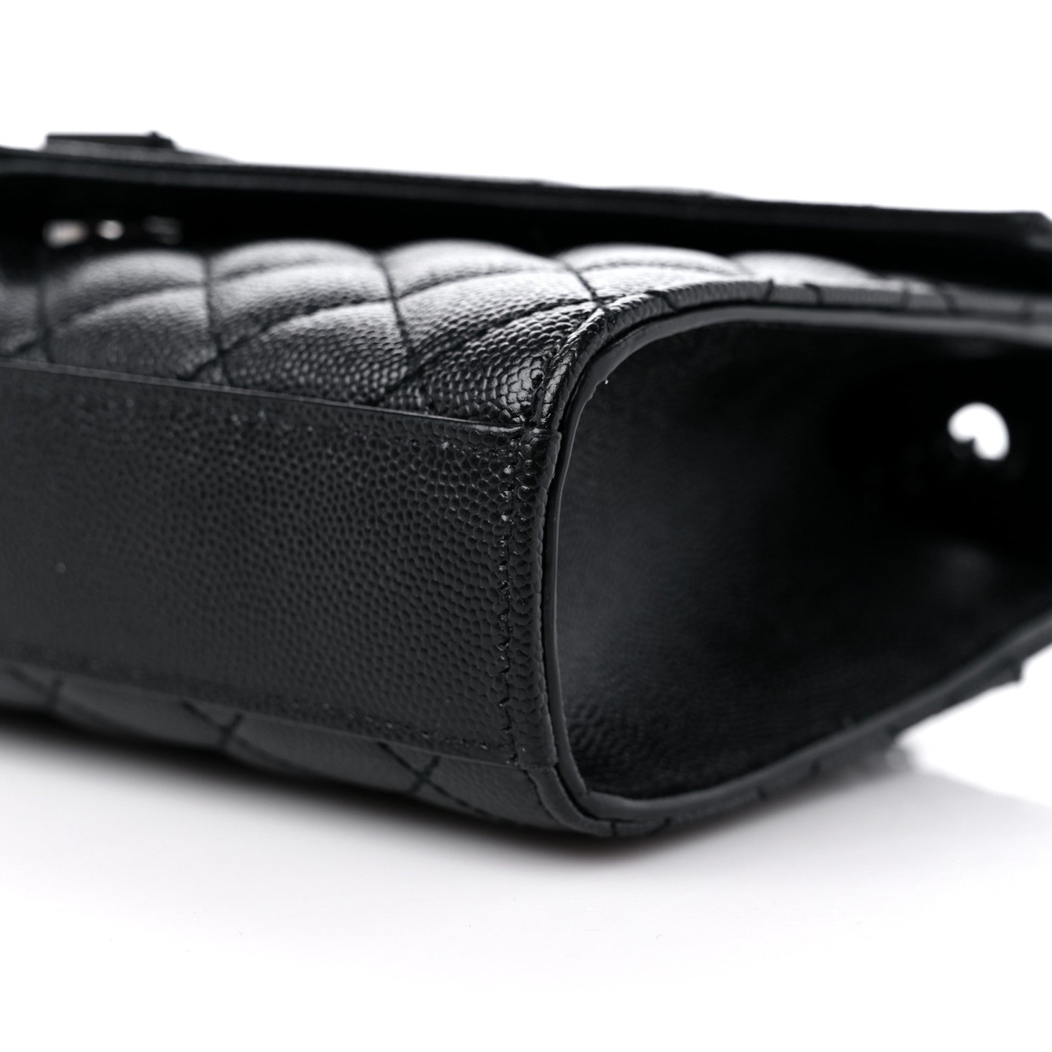 Saint Laurent Grain De Poudre Textured Mixed Matelasse Triquilt Small Monogram Monochrome Satchel Black 9 of 9