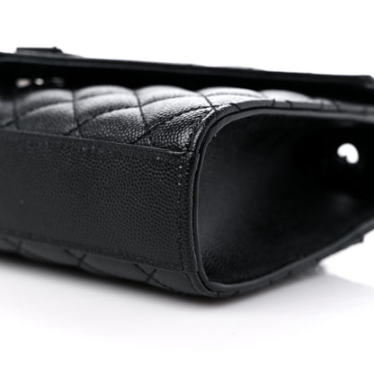 Saint Laurent Grain De Poudre Textured Mixed Matelasse Triquilt Small Monogram Monochrome Satchel Black 9 of 9