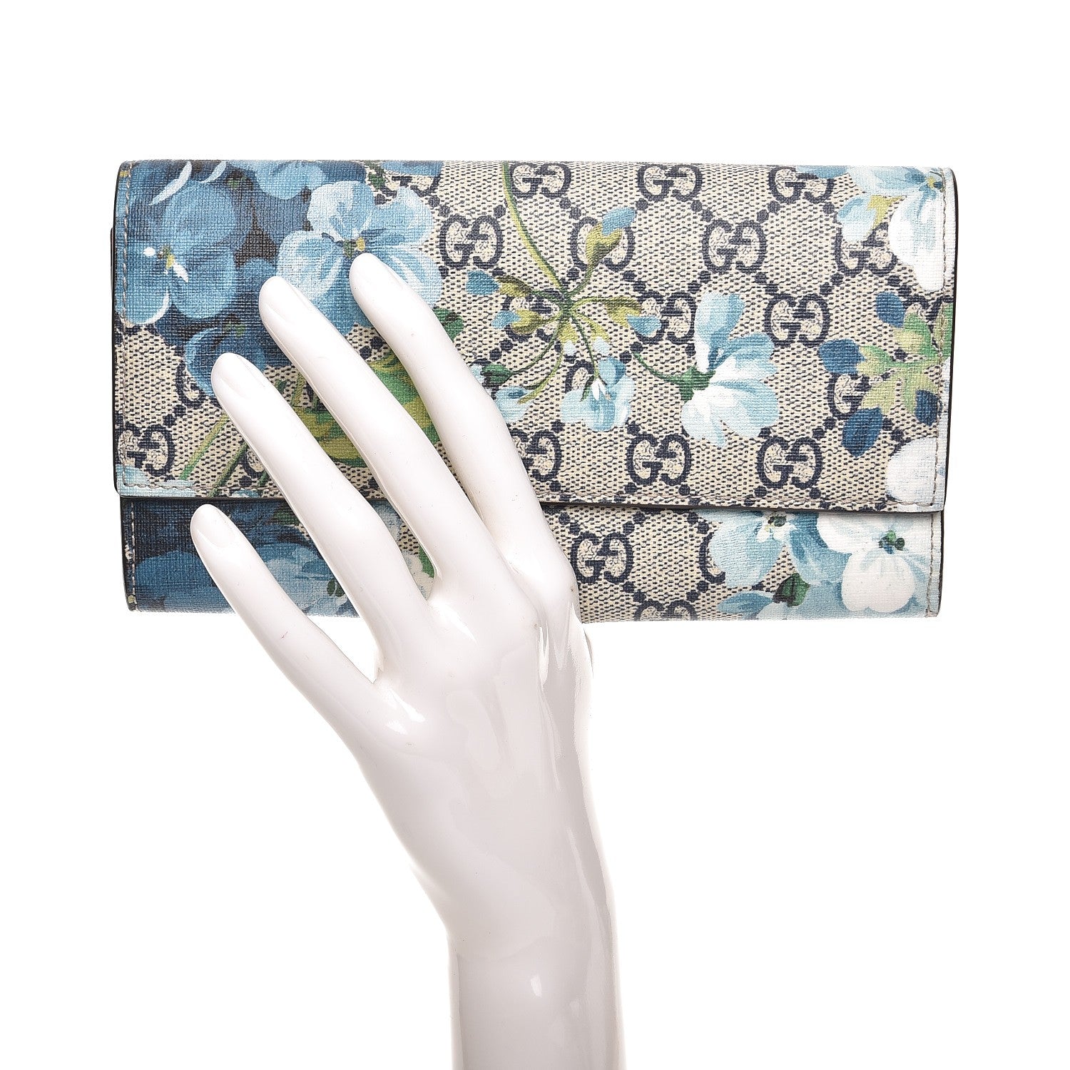 Gucci GG Supreme Monogram Blooms Continental Wallet Blue 2 of 9