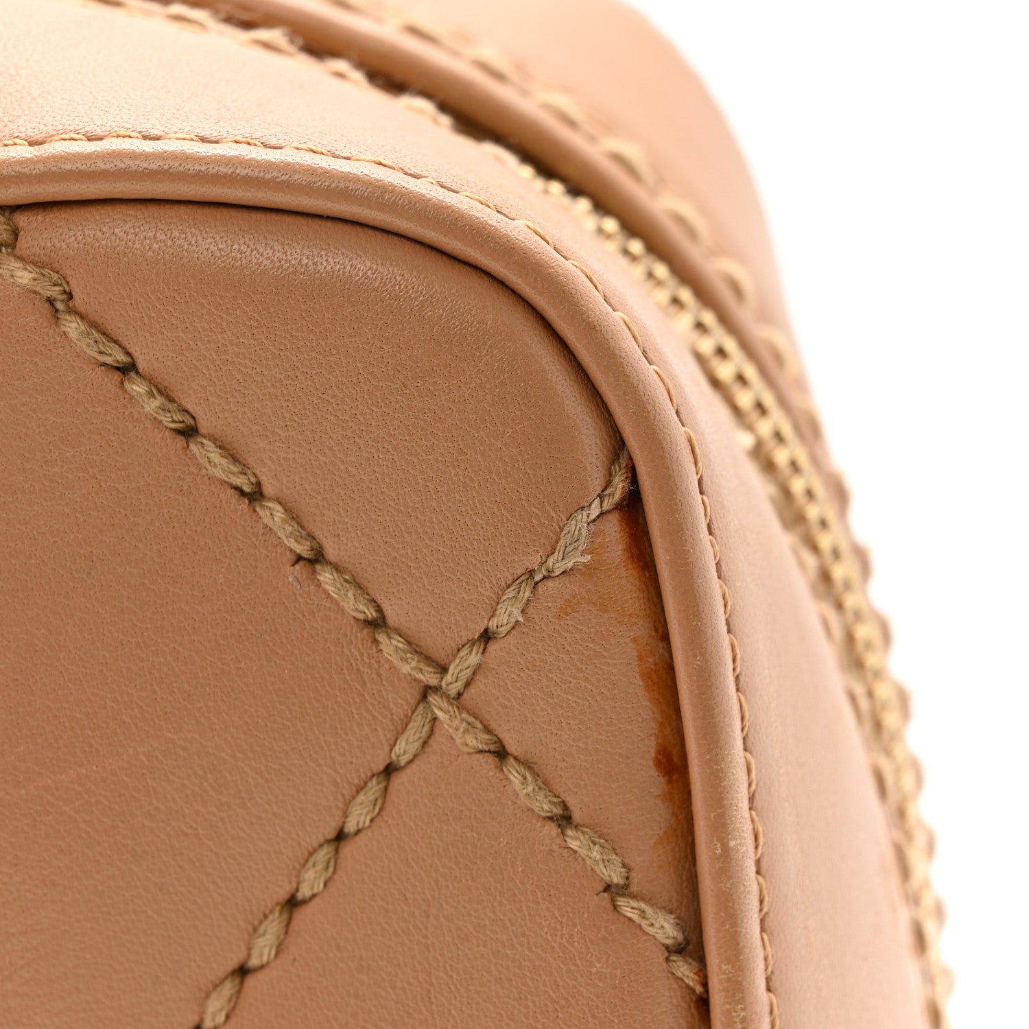 Chanel Calfskin Contrast Stitch Surpique Bowler Beige 13 of 21