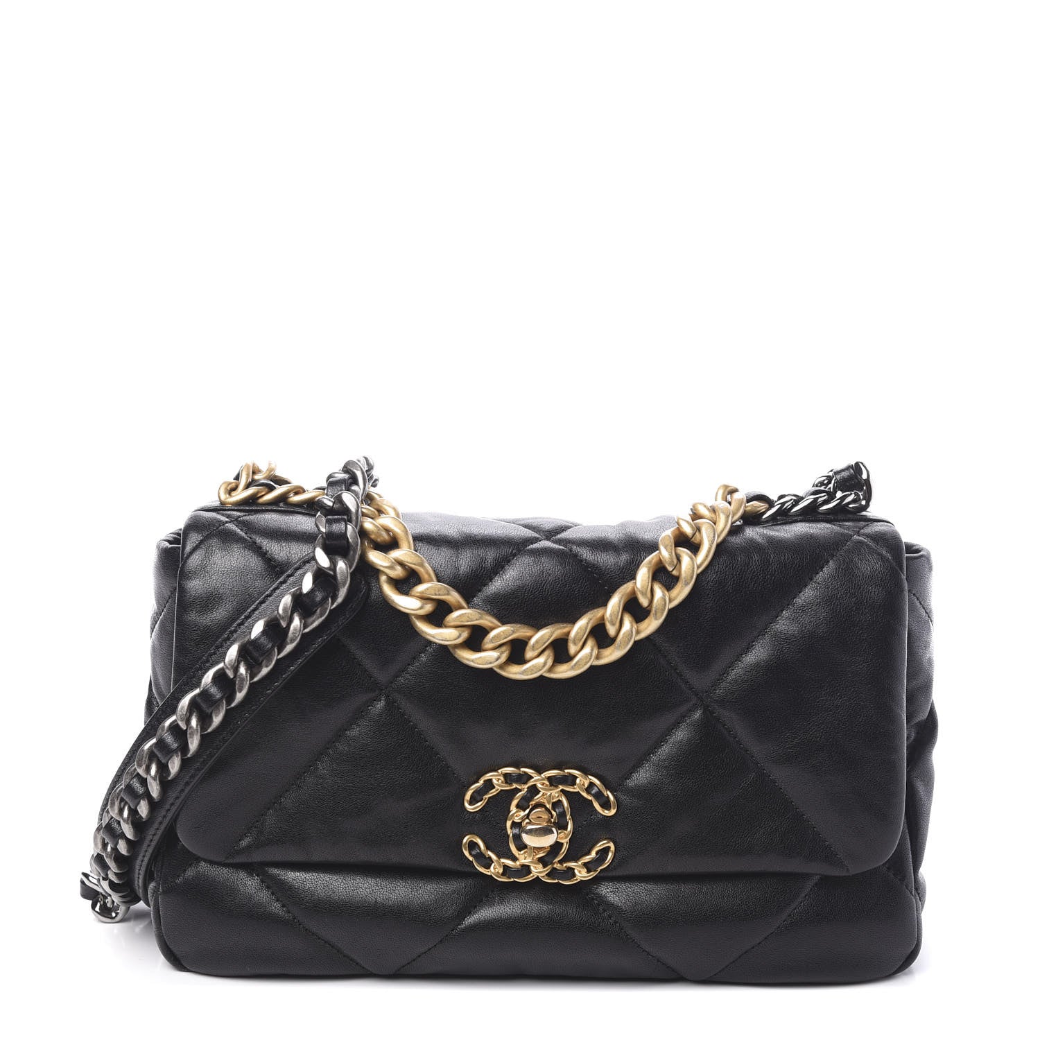Chanel Goatskin Quilted Medium 19 Flap Black 1 of 9