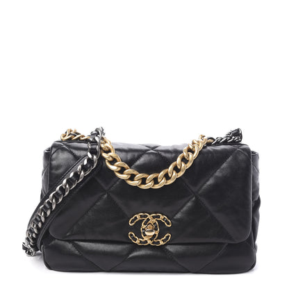 Chanel Goatskin Quilted Medium 19 Flap Black 1 of 9