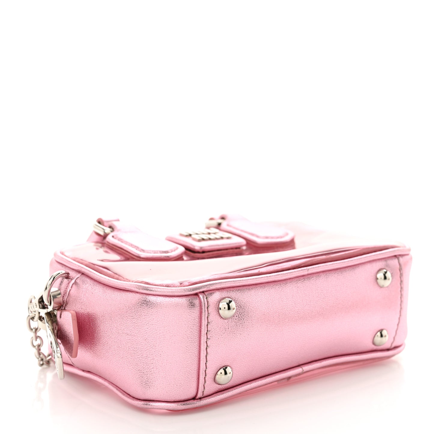Metallic Nappa Plexi Vinyl Mini Top Handle Crossbody Rosa Mordore