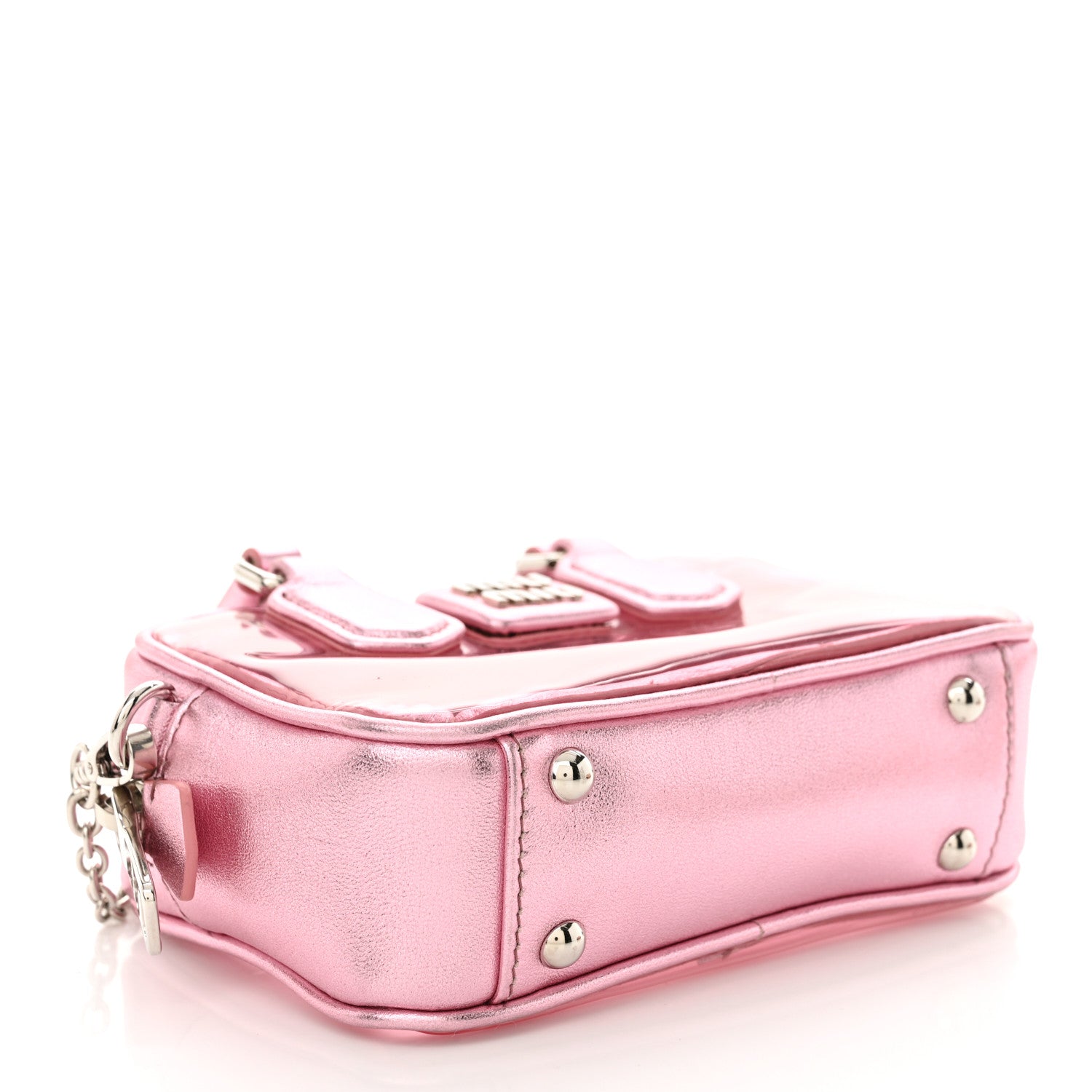 Miu Miu Metallic Nappa Plexi Vinyl Mini Top Handle Crossbody Rosa Mordore 4 of 10