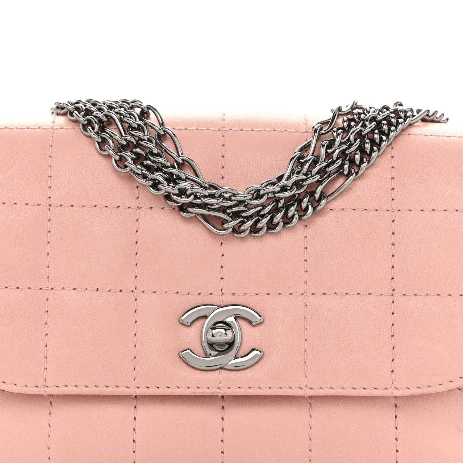 Chanel Lambskin Quilted Chocolate Bar 4 Chain Flap Pink 7 of 11