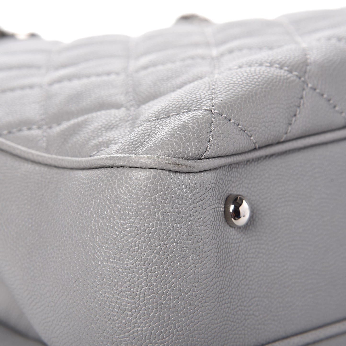 Caviar Quilted Large Urban Companion Top Handle Shopping Tote Grey