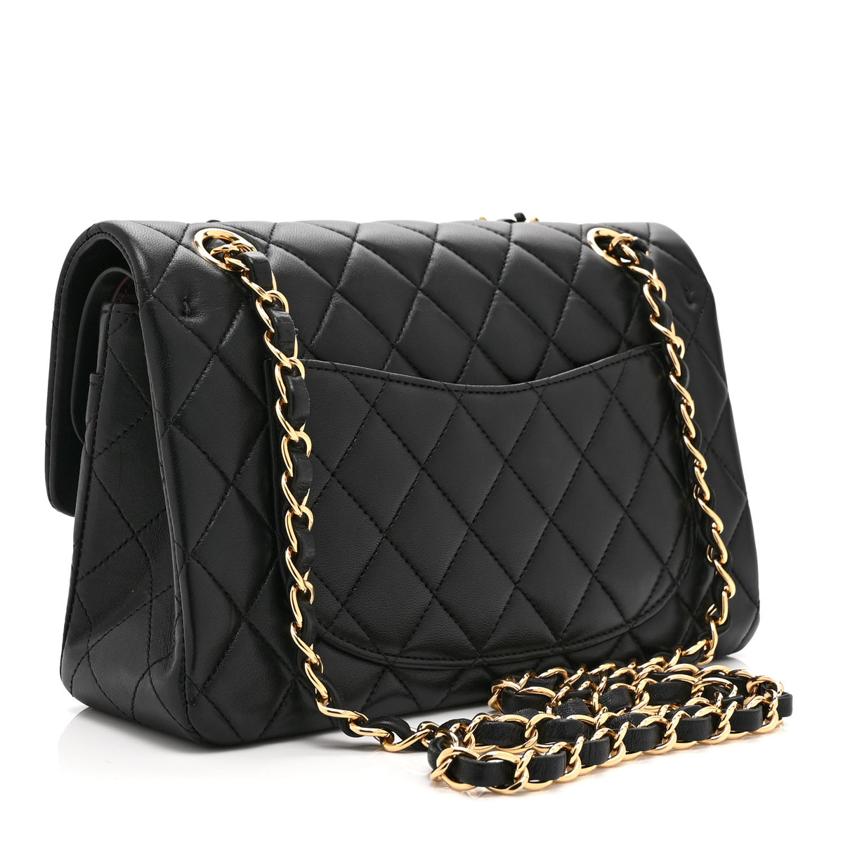 Lambskin Quilted Small Double Flap Black