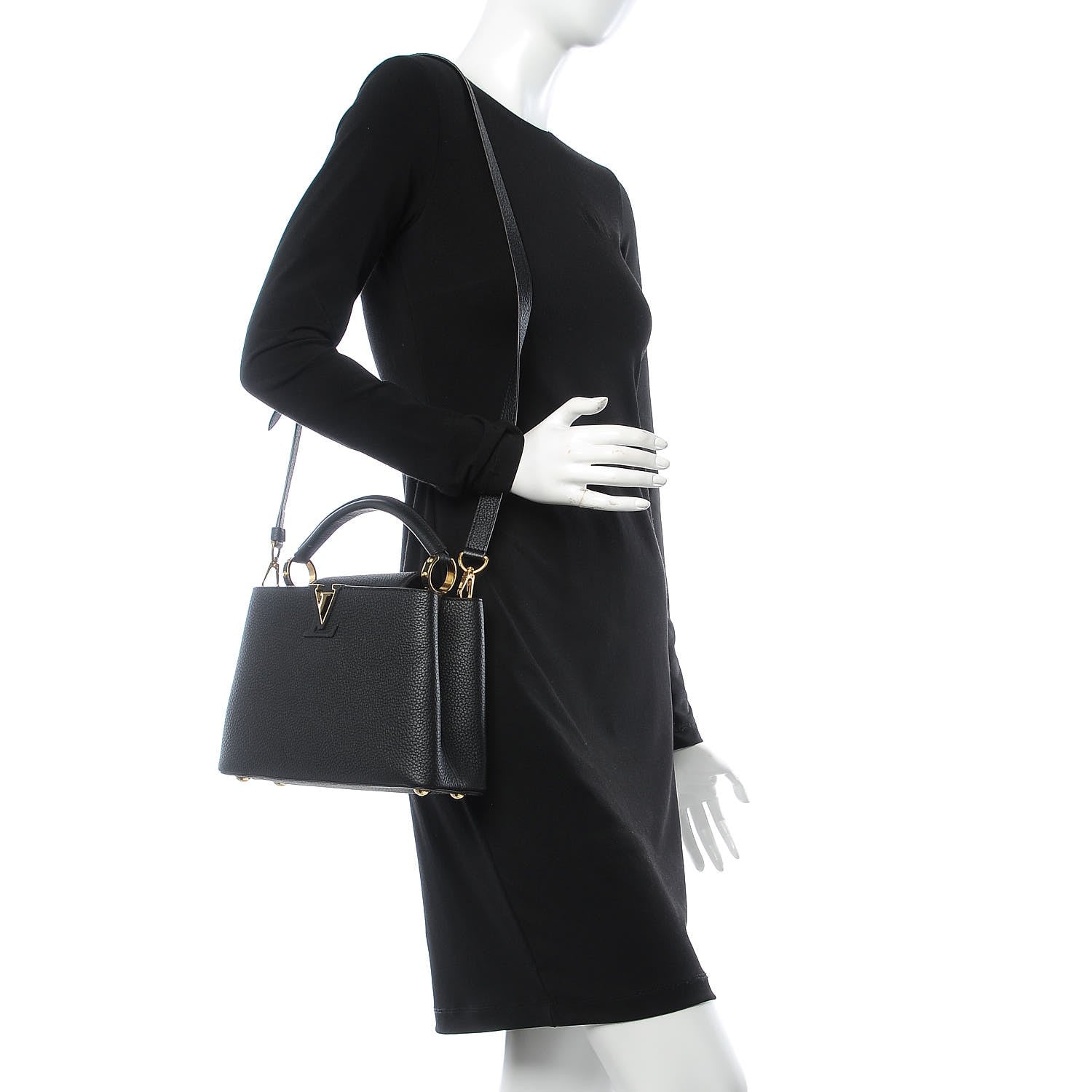 Louis Vuitton Taurillon Capucines BB Black 2 of 6