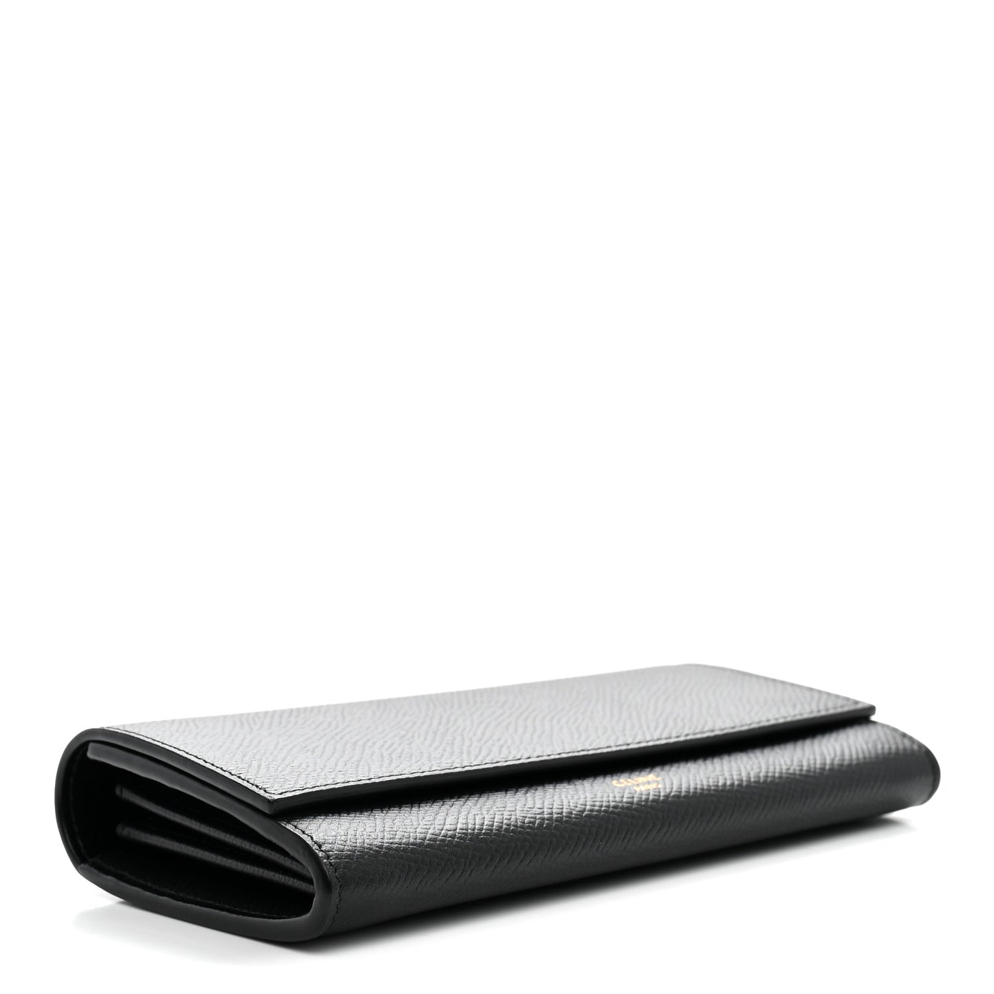 Grained Calfskin Large Flap Wallet Black