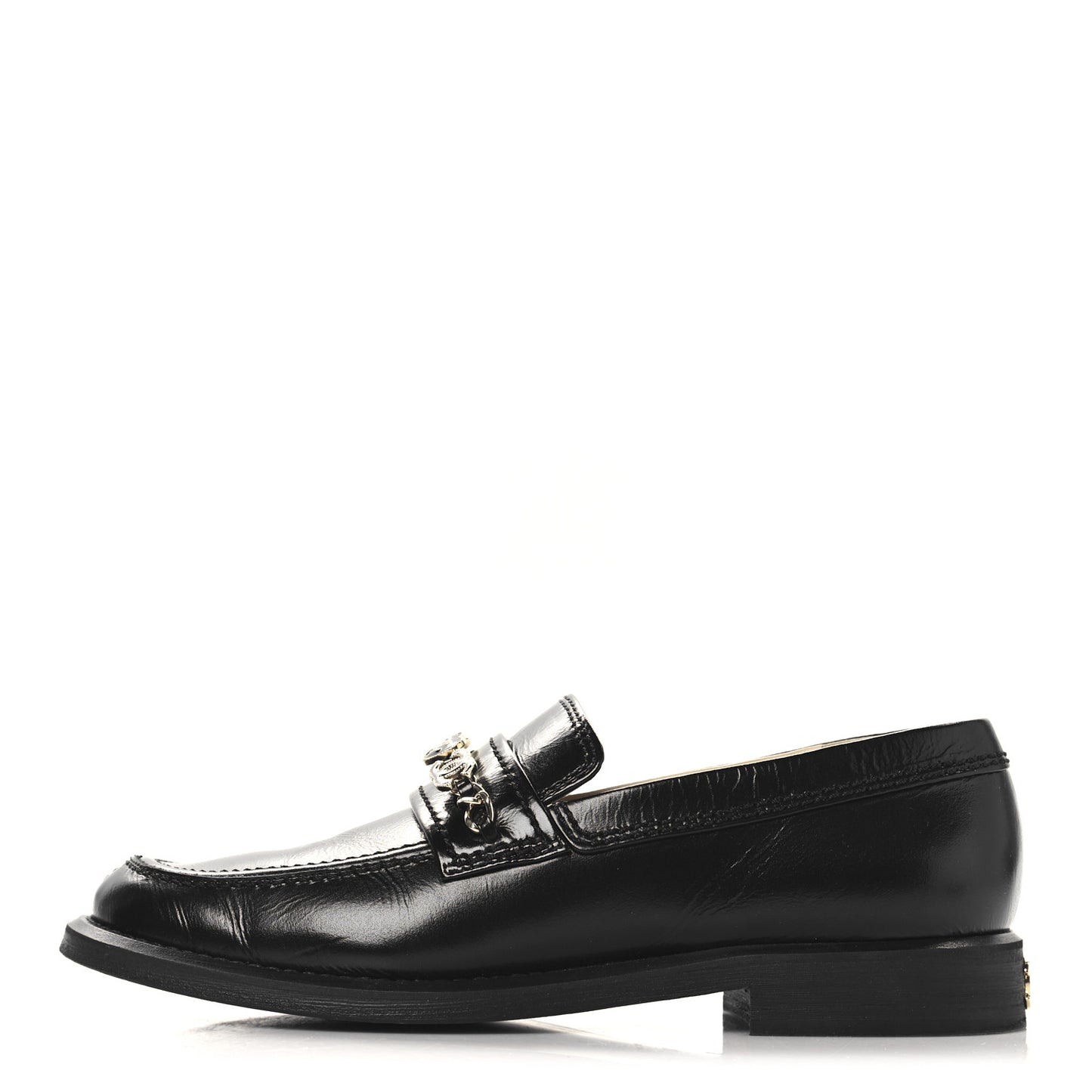 Calfskin Enamel Charms Mocassin Loafers 38 Black