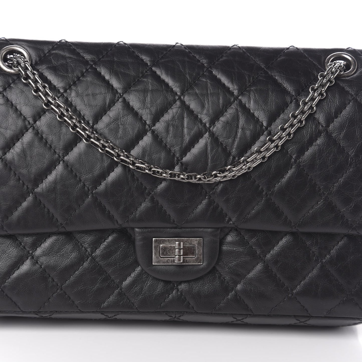Aged Calfskin Quilted 2.55 Reissue 226 Flap Black