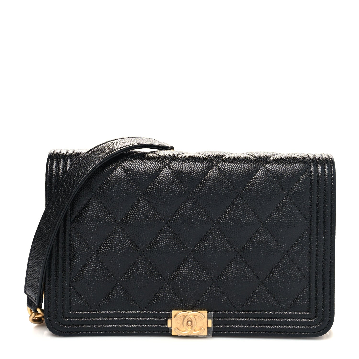 Chanel Caviar Quilted Boy Wallet On Chain WOC Black 1 of 10