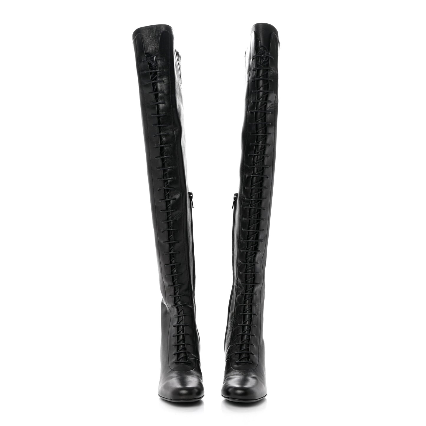 Calfskin Babies 70 Lace-Up Boots 36.5 Black