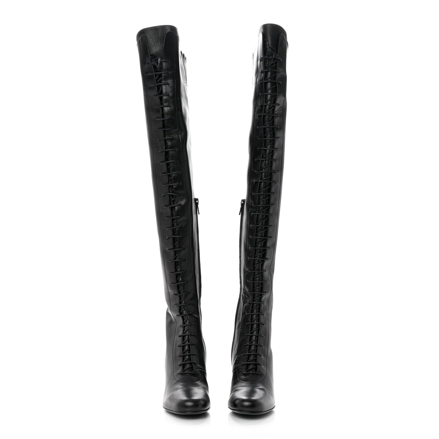 Saint Laurent Calfskin Babies 70 Lace-Up Boots 36.5 Black 2 of 7