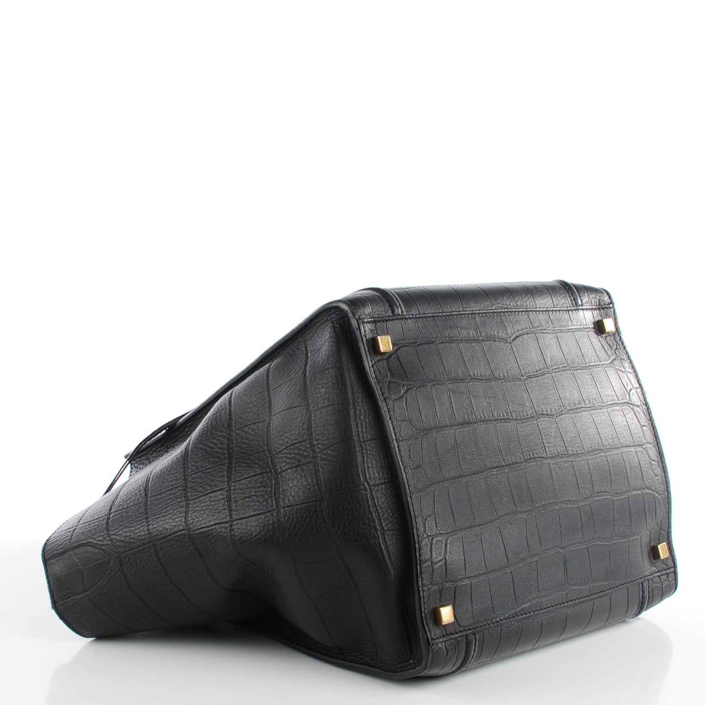 Crocodile Embossed Calfskin Medium Phantom Luggage Black