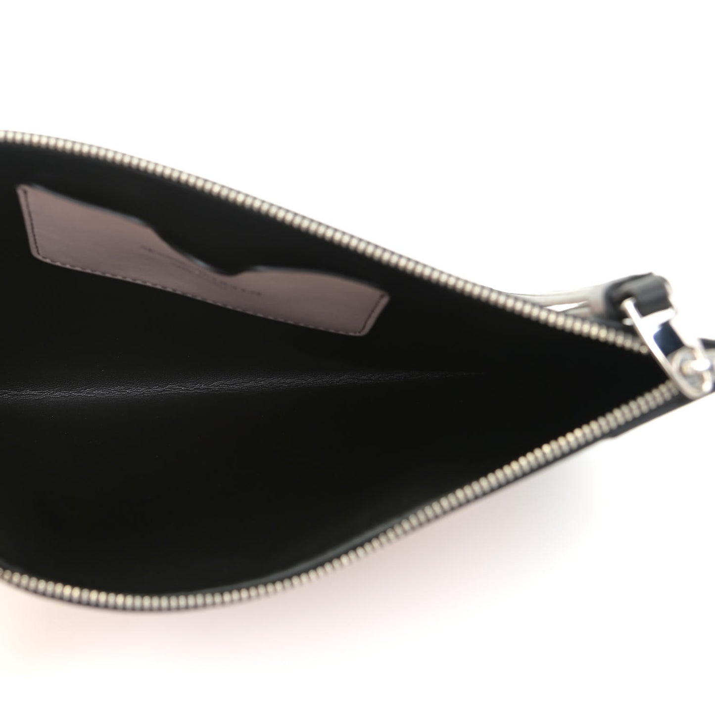 Calfskin Zipped Logo Wristlet Pink Black