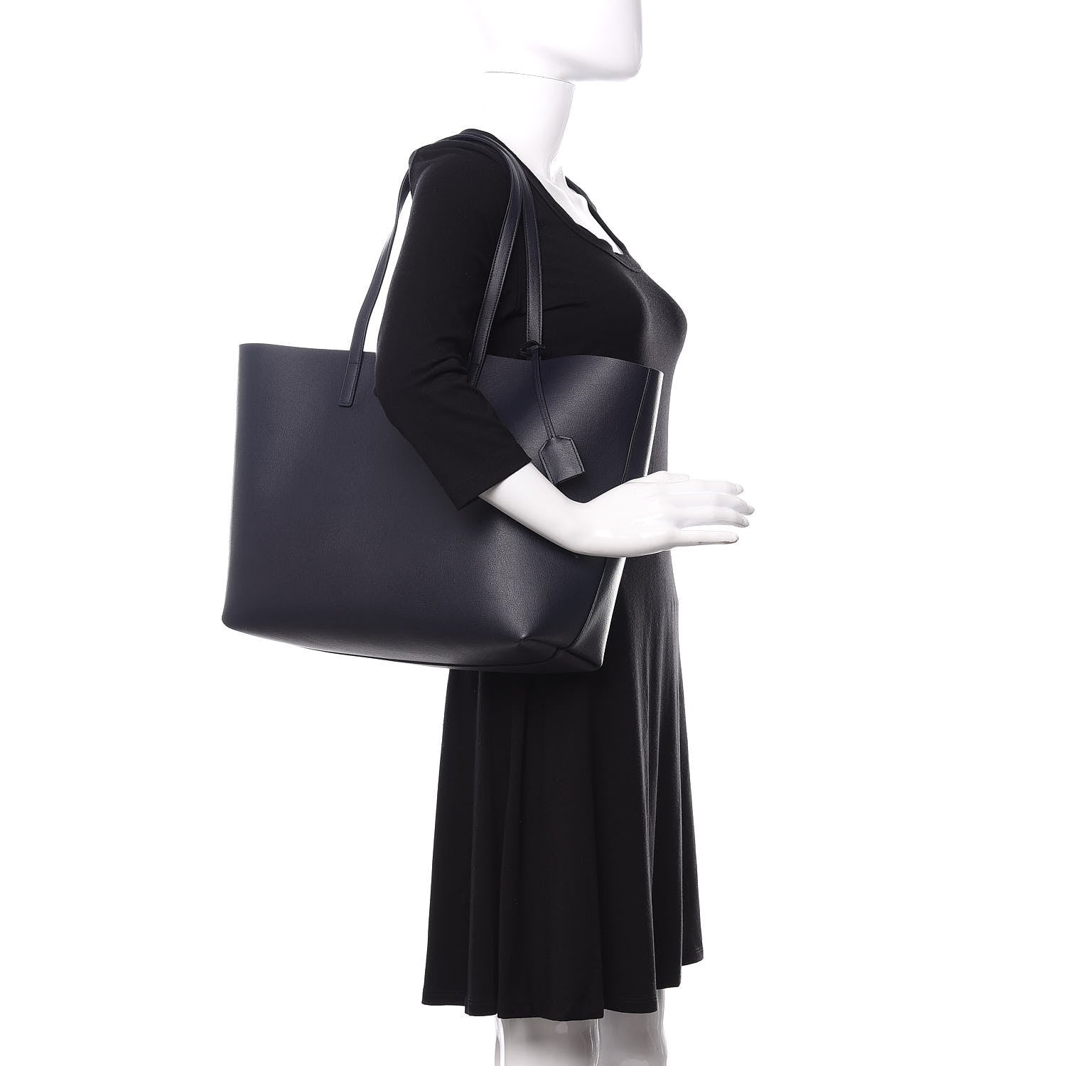 Saint Laurent Calfskin Large Shopping Tote Deep Marine 2 of 9