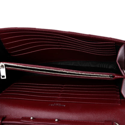 Saint Laurent Grain De Poudre Matelasse Chevron Monogram Chain Wallet Palissandre 5 of 14